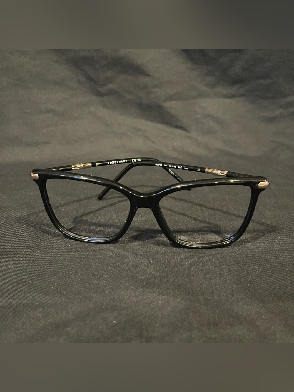 Longchamp Black and Gold Plant-Based Resin Eyeglasses
